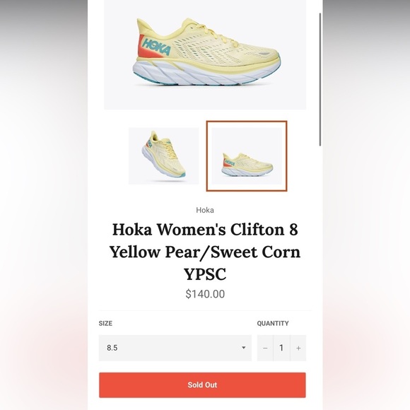 NWOB - HOKA One Clifton 8 Yellow Pear Sweet Corn 1119394 YPSC Size 8.5B Sold out - Picture 3 of 16